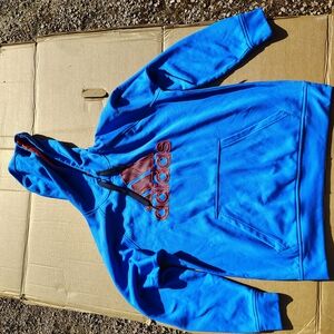 adidas Blue Hoodie with Red Logo